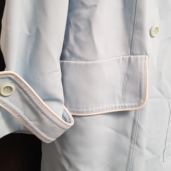 vintage baby blue raincoat trench coat - Picture 4 of 7